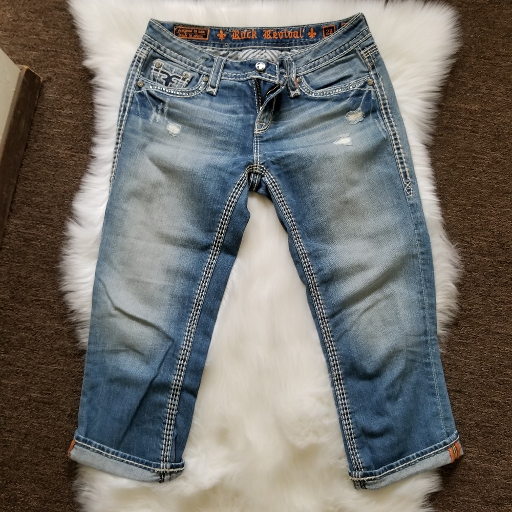 Rock Revival Kai Bling Pocket Capris Size 28 - Picture 4 of 8